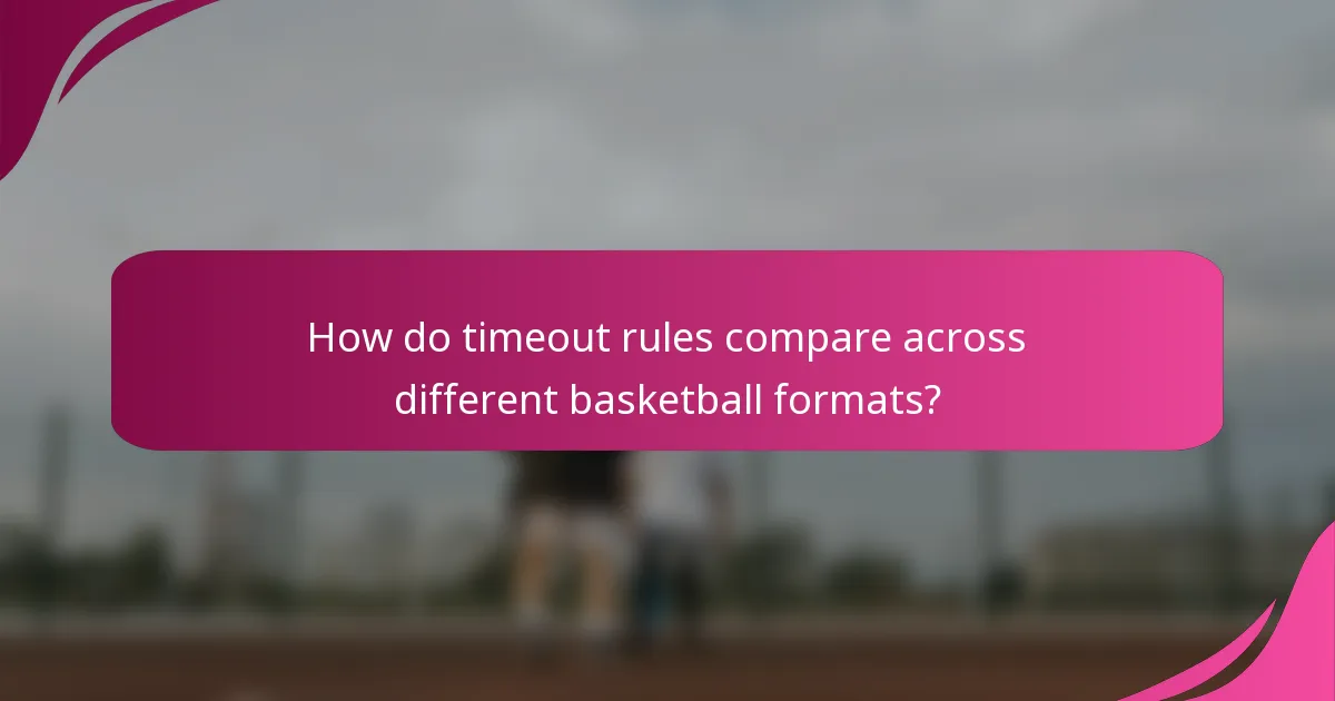 How do timeout rules compare across different basketball formats?